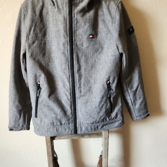 Tommy Hilfiger Boys Gre Fleece Waterproof Windbreaker Hooded Coat - Size Medium - Picture 3 of 9